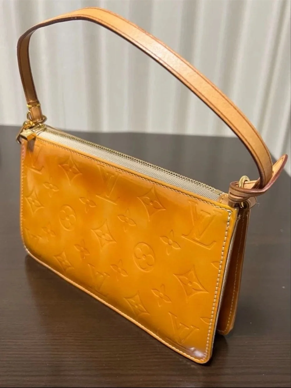 Louis Vuitton Patent Monogram Shoulder Bag in Golden Yellow